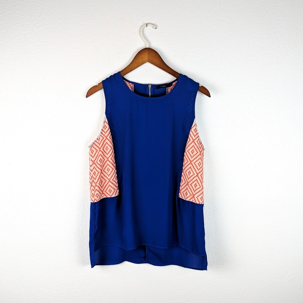 THML royal blue tank top with orange embroidery M